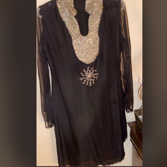Black chiffon shalwar kameez - Picture 1 of 2
